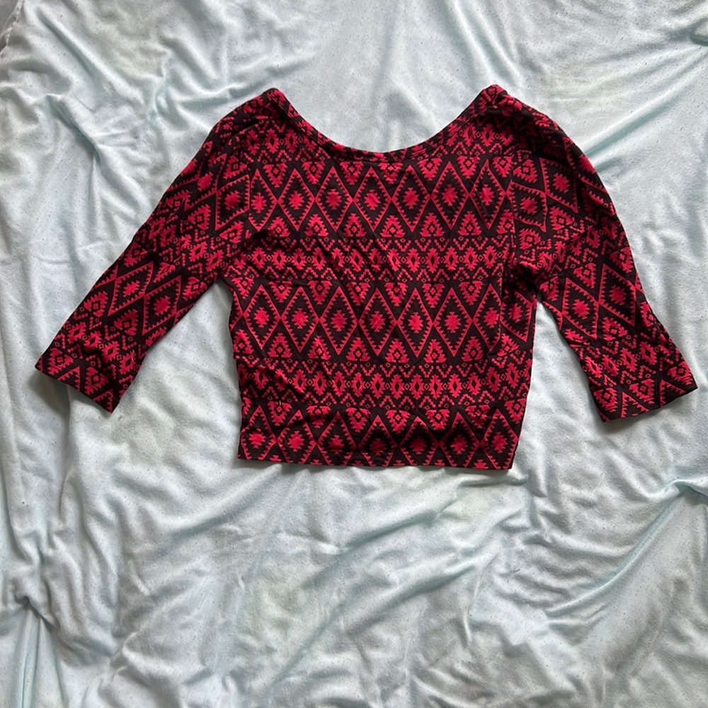 Forever 21 Red Patterned Crop Top